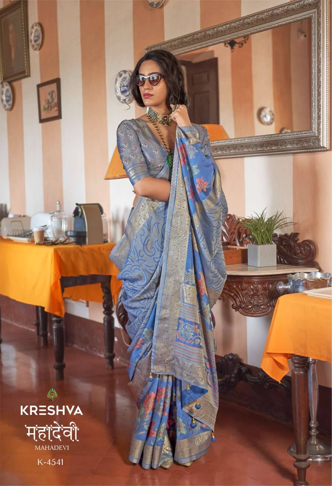 MAHADEVI  by KRESHVA  4539 to 4544 series  Colorful casual Wear GEORGETTE sarees At Wholesale